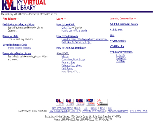 Figure 3: Kentucky Virtual Library Portal