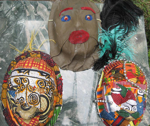 Figure 2: Masks decorated with madras fabric reflecting historical traditions