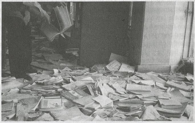 Remains of burned bound periodicals at Kabul University Library